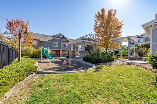 view of yard featuring a playground