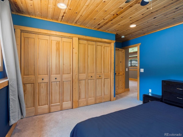 689 S Pine Dr, Bailey, CO 80421 - unfurnished bedroom with carpet flooring, recessed lighting, and wooden ceiling
