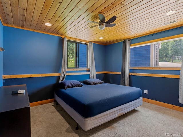689 S Pine Dr, Bailey, CO 80421 - carpeted bedroom featuring wooden ceiling and recessed lighting