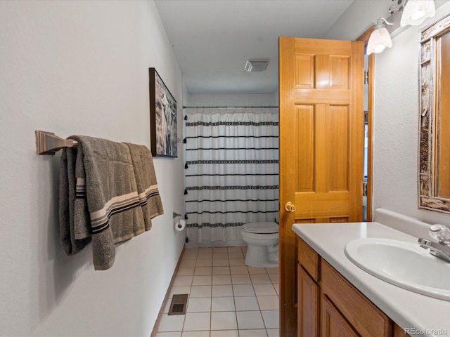 689 S Pine Dr, Bailey, CO 80421 - full bathroom with tile patterned flooring, vanity, and a shower with curtain