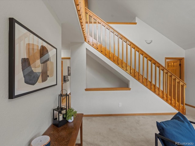689 S Pine Dr, Bailey, CO 80421 - staircase with carpet and baseboards
