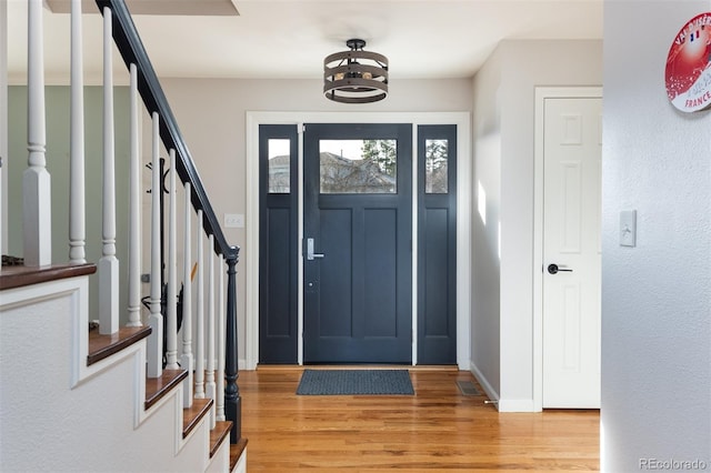 entrance foyer with light wood-type flooring