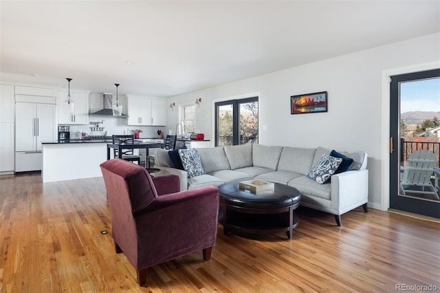 living room featuring light hardwood / wood-style floors