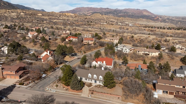 drone / aerial view with a mountain view