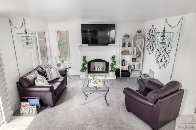 6888 Howell St, Arvada, CO 80004 - tiled living area featuring a fireplace