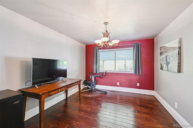 10525 Hobbit Ln, Westminster, CO 80031 - office area featuring a chandelier and hardwood / wood-style flooring