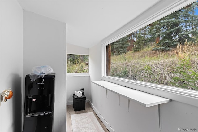 sunroom featuring lofted ceiling