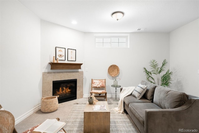 3320 Yukon Ct, Wheat Ridge, CO 80033 - carpeted living room featuring baseboards and a fireplace