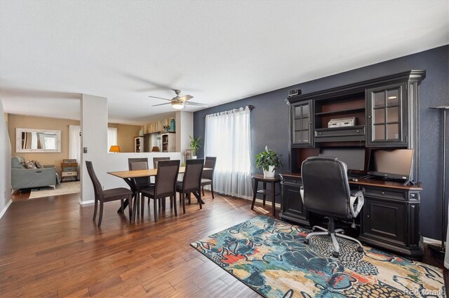13818 Krameria St, Thornton, CO 80602 - office area featuring a ceiling fan and wood finished floors