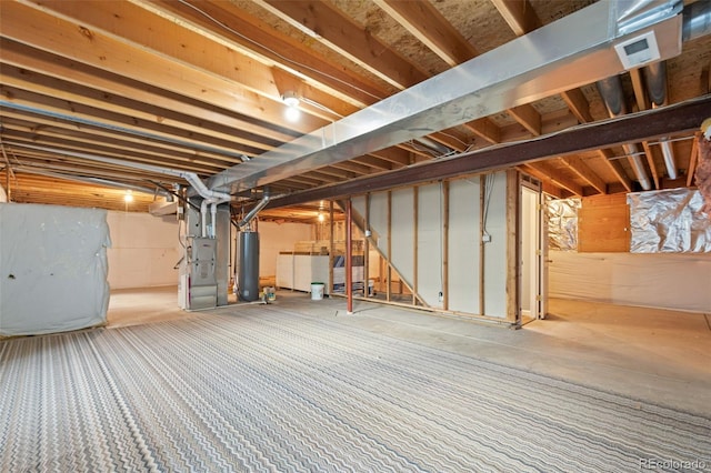 basement with gas water heater