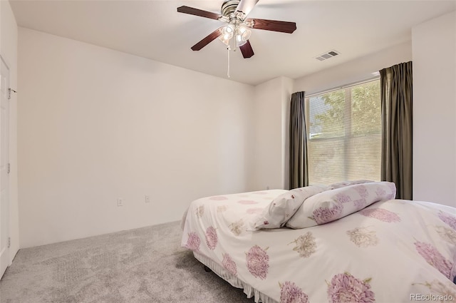 bedroom with carpet flooring and ceiling fan