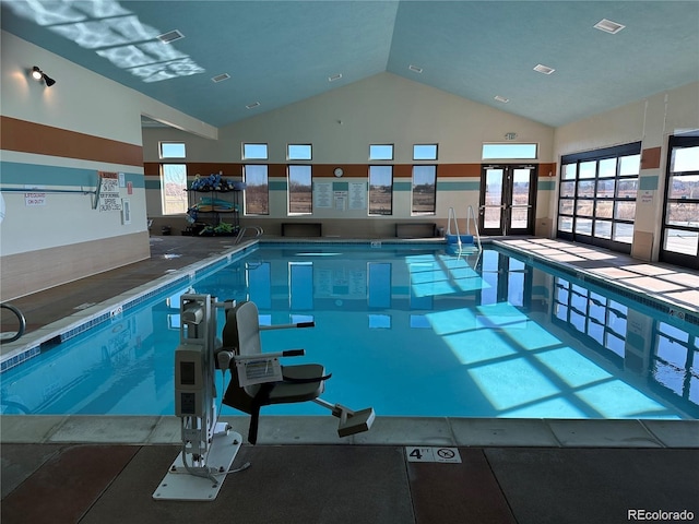 pool with french doors