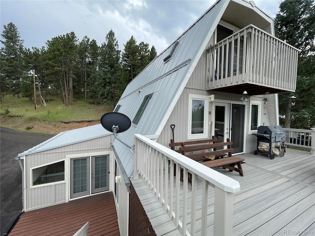 deck featuring grilling area