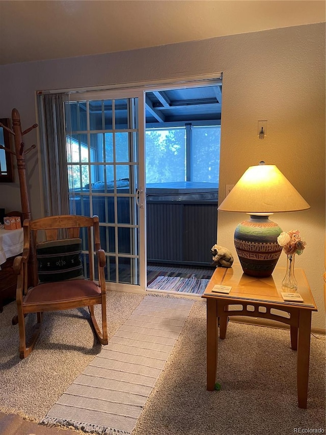 sitting room with carpet