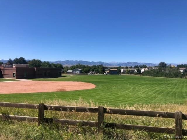 surrounding community featuring a mountain view and a yard