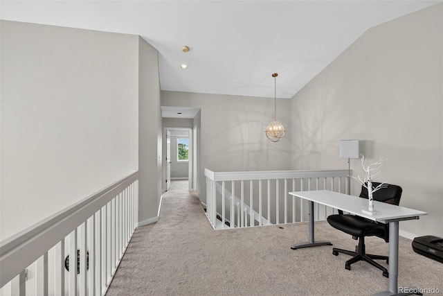 8269 S Gaylord Cir, Centennial, CO 80122 - office with carpet floors, a chandelier, and vaulted ceiling