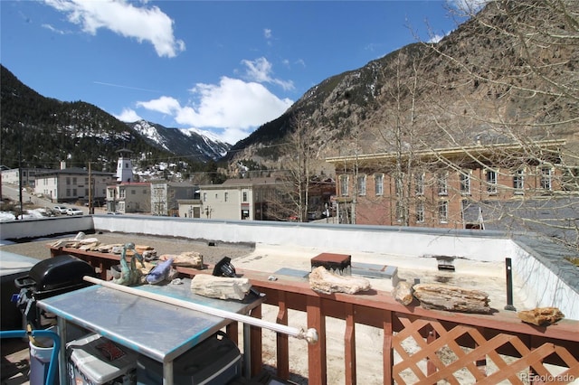 exterior space featuring a mountain view