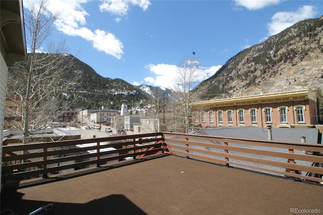 exterior space featuring a mountain view