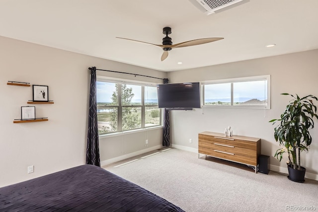4526 Colorado River Dr, Firestone, CO 80504 - carpeted bedroom with baseboards, ceiling fan, and recessed lighting