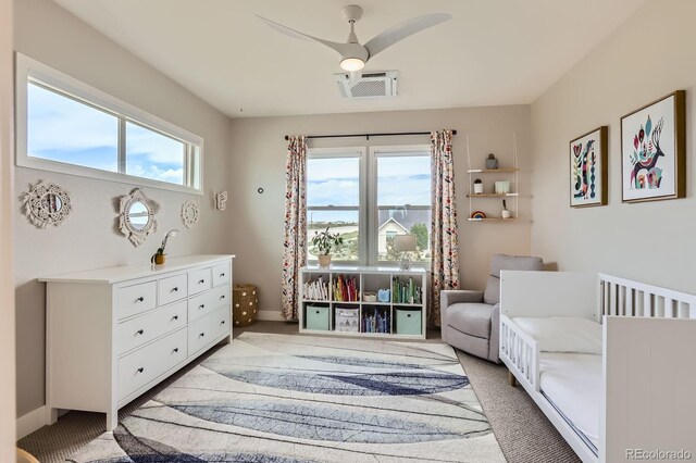 4526 Colorado River Dr, Firestone, CO 80504 - bedroom with light carpet and a ceiling fan