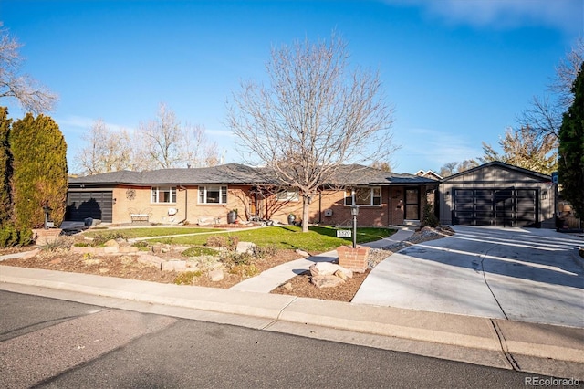 single story home with a garage