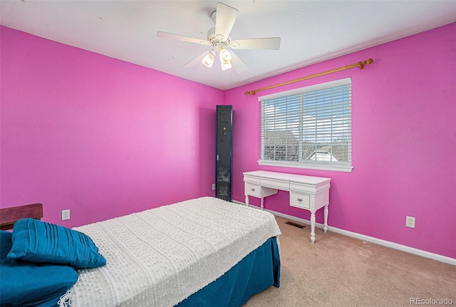 5224 Snow Goose St, Brighton, CO 80601 - carpeted bedroom with baseboards, visible vents, and ceiling fan