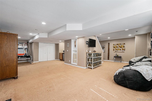 5224 Snow Goose St, Brighton, CO 80601 - interior space with recessed lighting, light colored carpet, and baseboards