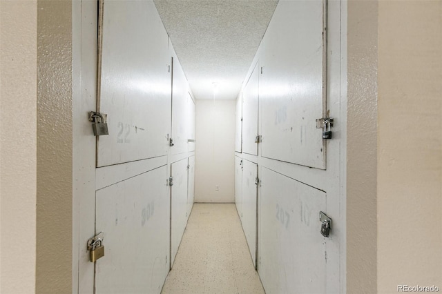 interior details with a textured ceiling