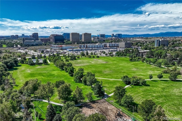 bird's eye view featuring a mountain view