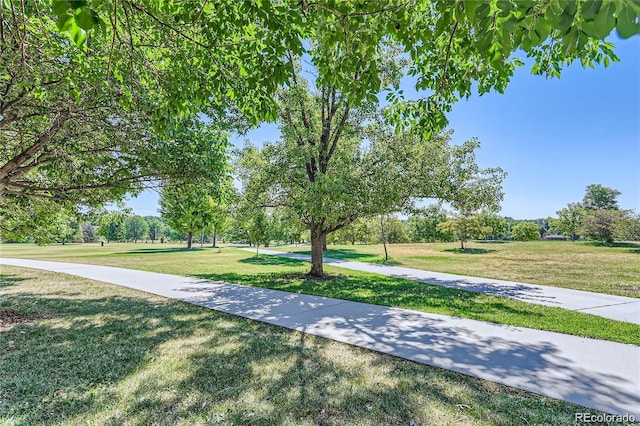 view of property's community featuring a lawn