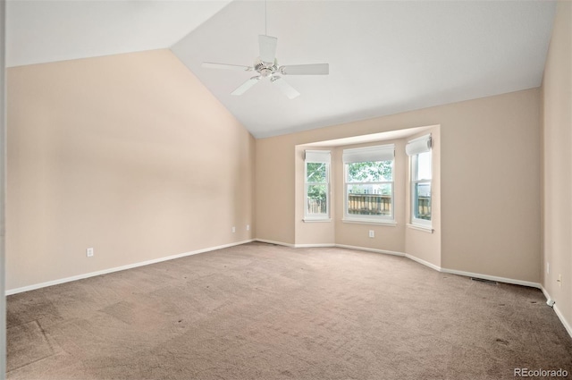 15577 Greenstone Cir, Parker, CO 80134 - carpeted empty room with lofted ceiling and ceiling fan