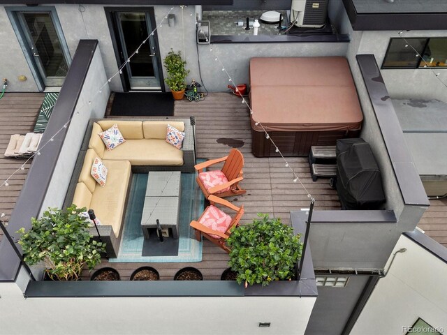 1880 W 32nd Ave, Denver, CO 80211 - wooden deck with a hot tub and central air condition unit