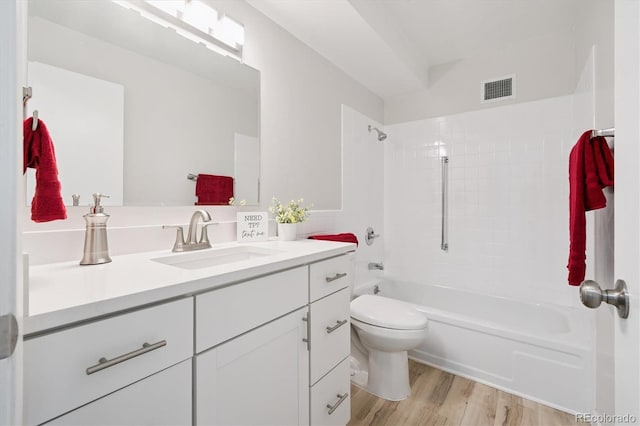660 S Alton Way Unit 12C, Denver, CO 80247 - bathroom with vanity, shower / bath combination, and wood finished floors