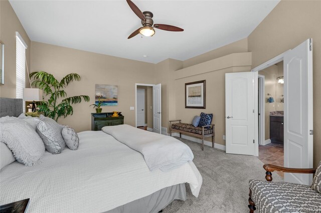 6203 Adamants Dr, Colorado Springs, CO 80924 - bedroom with ceiling fan, light carpet, and baseboards