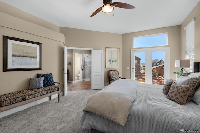6203 Adamants Dr, Colorado Springs, CO 80924 - carpeted bedroom with ceiling fan and access to outside