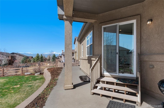 6203 Adamants Dr, Colorado Springs, CO 80924 - view of patio / terrace featuring a mountain view and fence