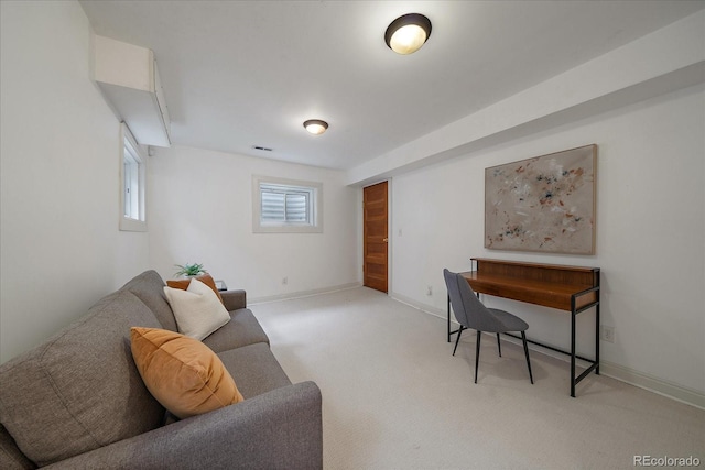3764 Newton St, Denver, CO 80211 - living area featuring light carpet and baseboards