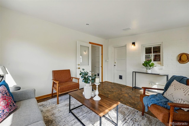 living area with baseboards