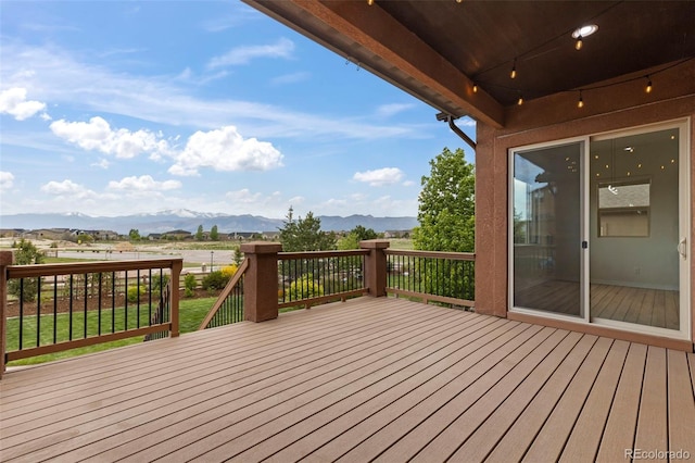 2423 Delicato Ct, Colorado Springs, CO 80921 - wooden terrace featuring a mountain view