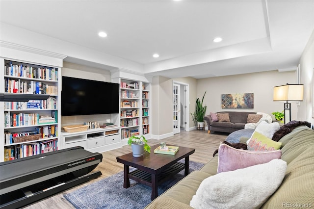 5984 S Paris Pl, Greenwood Village, CO 80111 - living room featuring light wood finished floors and recessed lighting