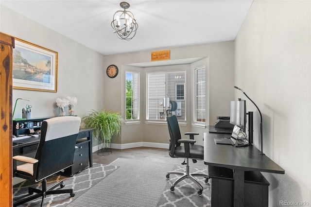 5984 S Paris Pl, Greenwood Village, CO 80111 - office area with baseboards and a chandelier