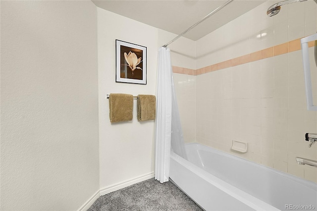 bathroom featuring shower / bathtub combination with curtain