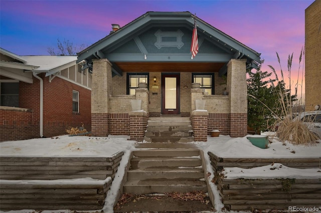 view of front of home featuring covered porch