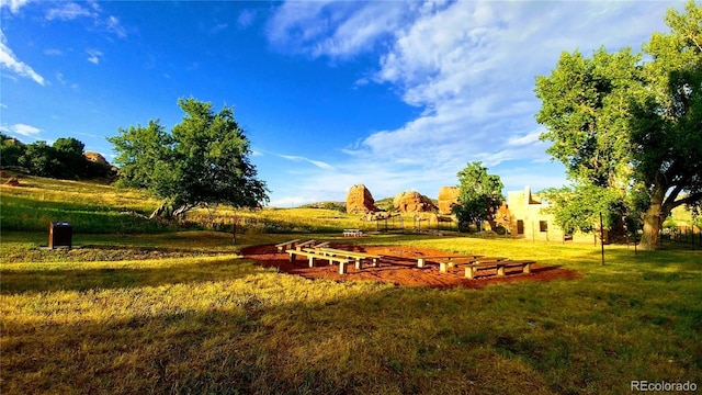 view of property's community featuring a yard