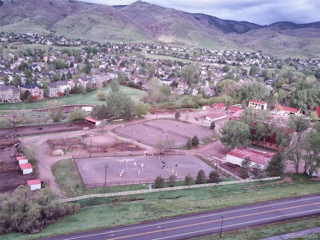 aerial view with a mountain view