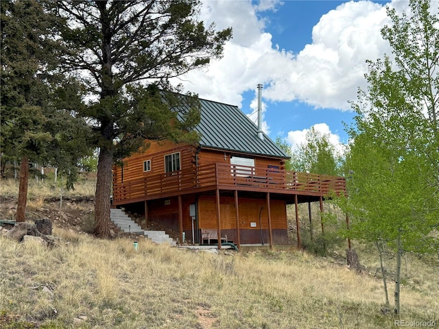 179 Mountain Vis, Como, CO 80432 - rear view of house featuring a standing seam roof, a deck, and metal roof
