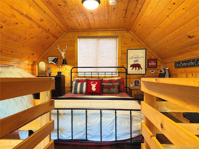 179 Mountain Vis, Como, CO 80432 - bedroom with wooden ceiling, vaulted ceiling, and wooden walls