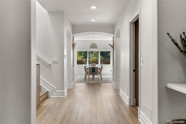 hall featuring light wood-type flooring