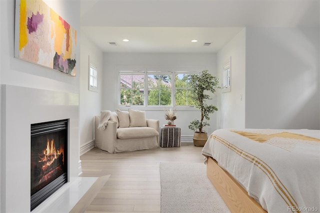 bedroom featuring light wood-type flooring