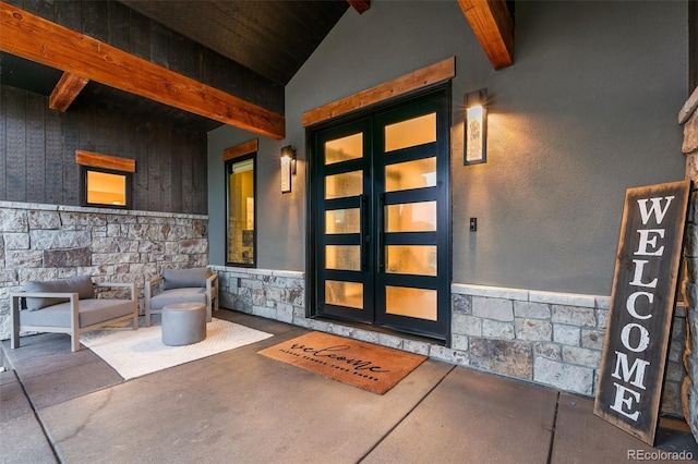 property entrance with french doors